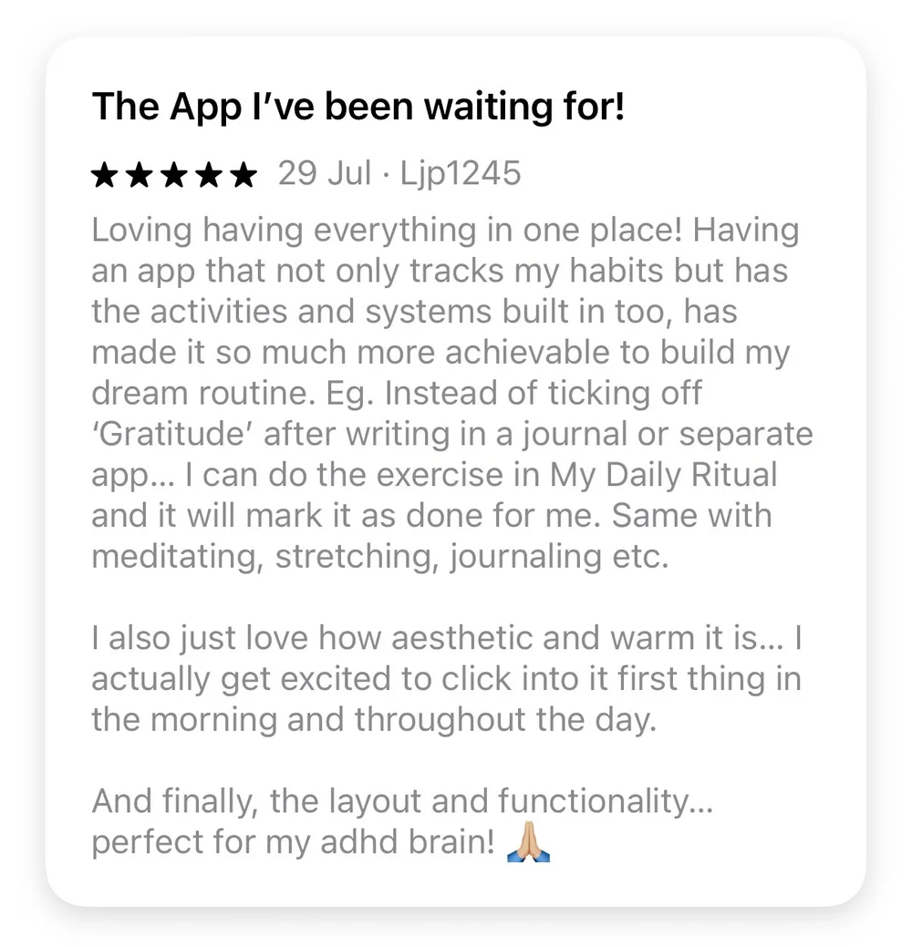 Original five-star My Daily Ritual review by Ljp1245